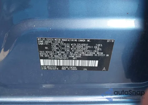 2010 Toyota Rav4 из США, поврежденный, VIN 2T3ZF4DV9AW046832